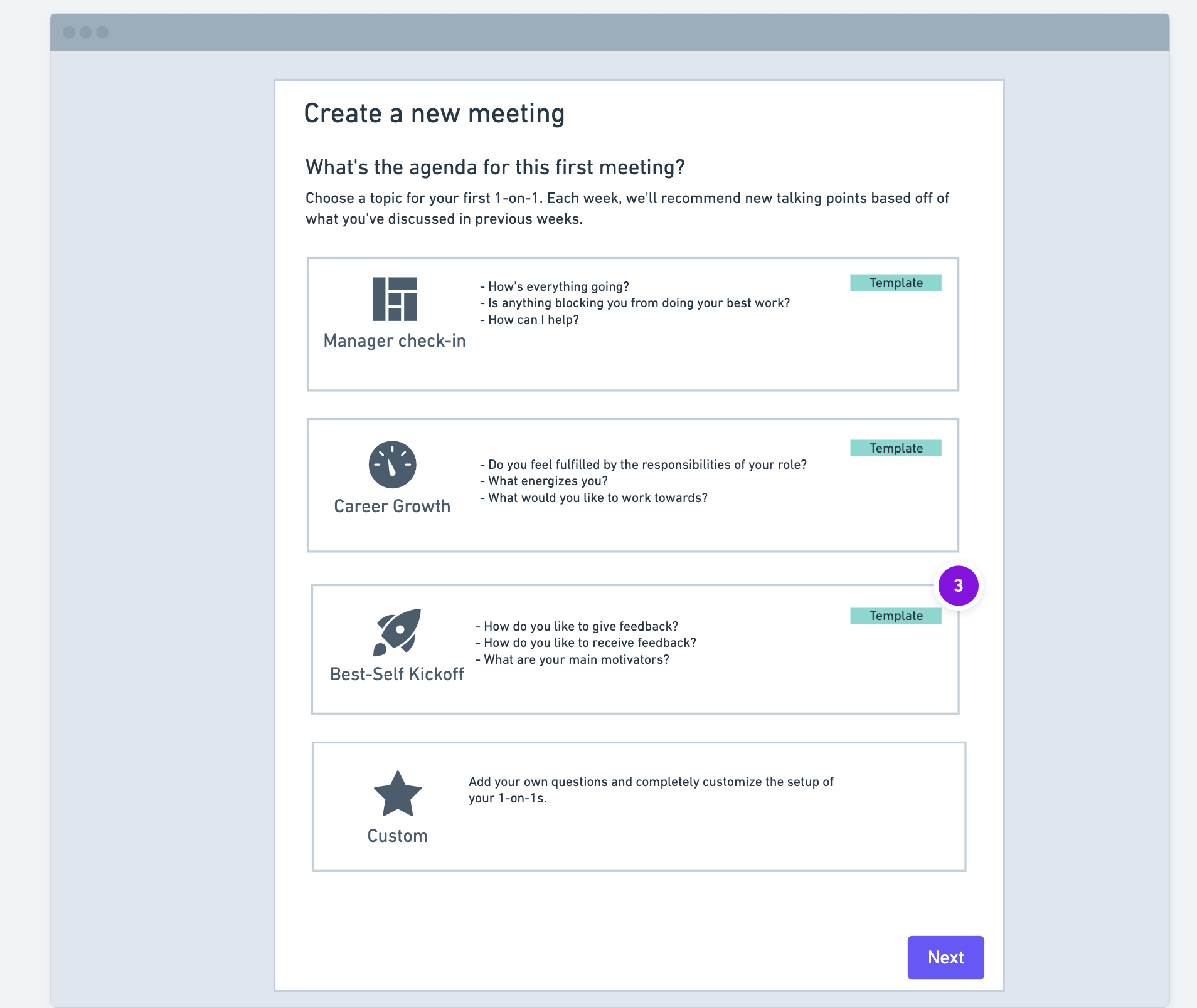 1on1 wireframe – templates